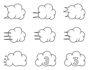 Obraz premium Collection of Cartoon Clouds with Speed Lines and Numbers