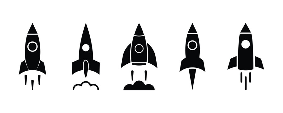 rocket ship launching into space with exhaust flames and smoke