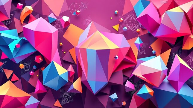 Immersive Futuristic 3D Memphis Design with Bold Geometric Forms