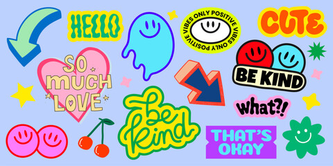 Obraz premium Colorful retro sticker collection vector