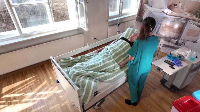 Nursing skills training in simulation room demonstrating clinical procedures and hands on practice for student education