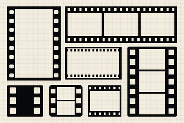 Obraz premium Retro filmstrip frames collection vector elements