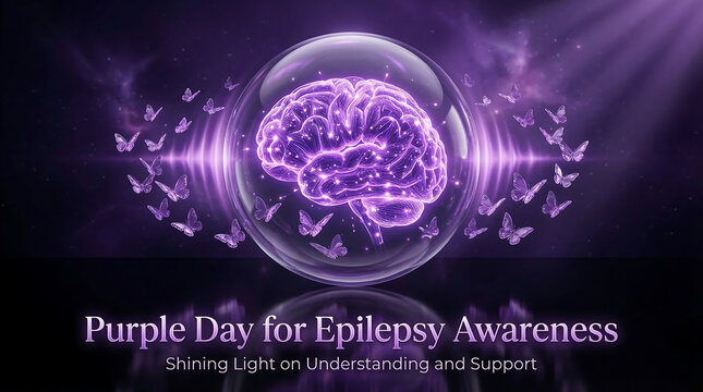 Purple day epilepsy awareness brain light purple butterflies support understanding