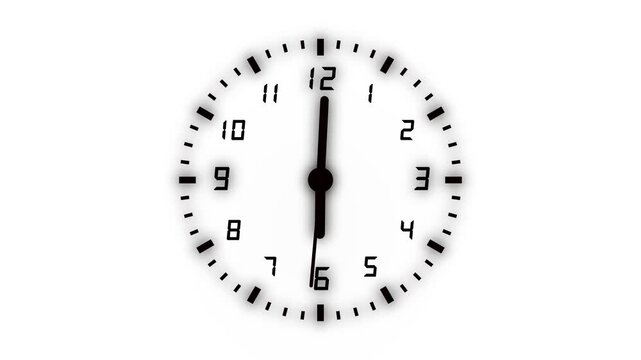 Black and white analog wall clock timelapse with fast moving hands. Classic 12-hour cycle in seamless loop. 4k video