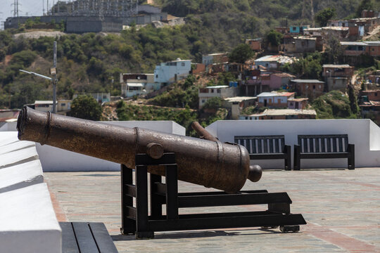 Gunpowder cannon at the El Vigia fort in La Guaira, Venezuela