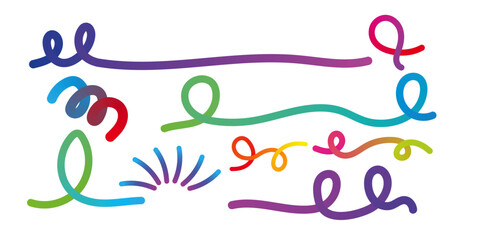 Naklejka premium Squiggle Curve Wave Line,colourful background design,squiggly lines set,wave set,Abstract Swirl Wavy Horizontal Line Isolated,pongy pong lines 