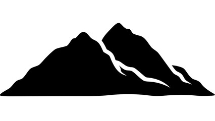 mountain black silhouette icon, landscape mountain vector, transparent background