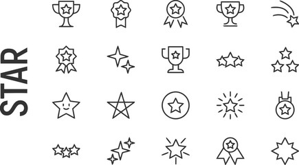 Star icons collection with trophies, medals, stars, shooting stars and award ribbons, success symbols © MuslimaHijabimodes