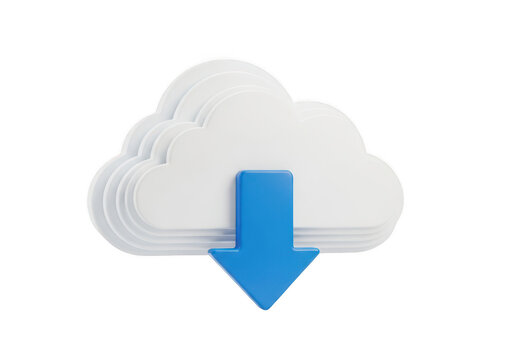 Downloading data from cloud storage isolated on transparent background