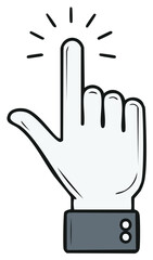 Obraz premium Cartoon hand pointing and clicking with illuminated fingertip