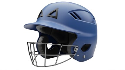 Fototapeta premium A blue baseball helmet with a metal face guard on transparent background