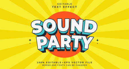 Obraz premium Editable text style effect - Sound Party text style theme.