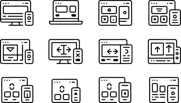 Responsive Collection Silhouette Icon Set Responsive Design Typography Silhouette Icon Pack