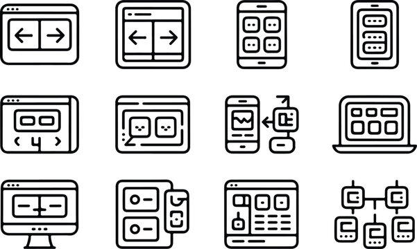 Responsive Collection Silhouette Icon Set Responsive Design Typography Silhouette Icon Pack