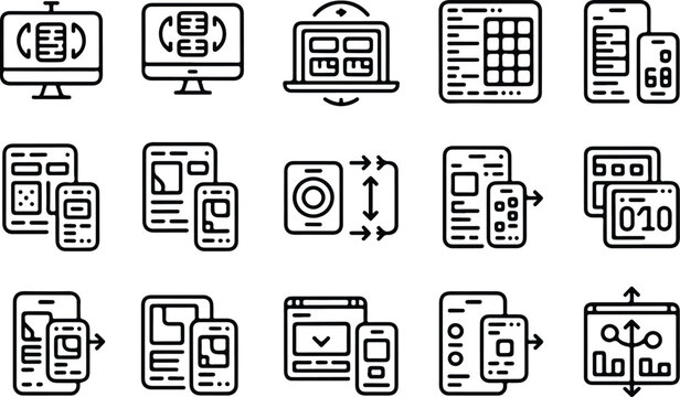 Responsive Collection Silhouette Icon Set Responsive Design Typography Silhouette Icon Pack