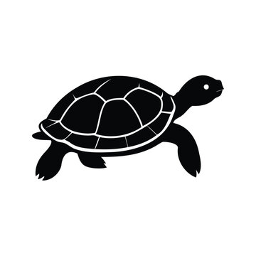 turtle silhouette vector illustration, Cute turtle silhouette vector illustration with detailed shell pattern for nature and wildlife designs
