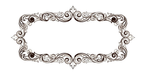 Obraz premium Elegant decorative frame with floral ornament on black background