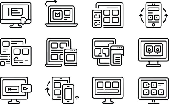 Responsive Collection Silhouette Icon Set Responsive Design Typography Silhouette Icon Pack