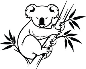 Obraz premium Silhouette cute australian koala bear sitting on a tree branch vector design