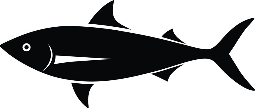 kingfish silhouette vector art illustration, black and white design
