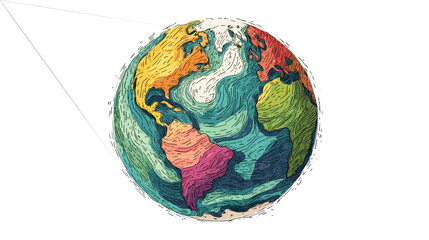 colorful world map globe with continents and oceans vector illustration © AI PIC