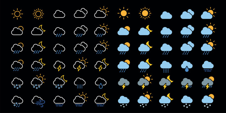 Minimalist weather icon set vector