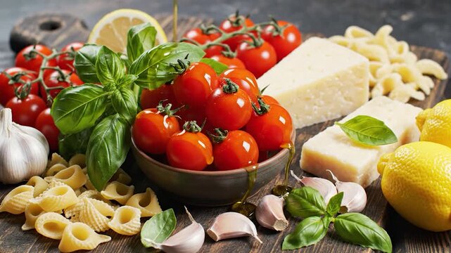 Fresh ingredients for Italian cuisine.