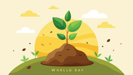 A small hill with a tree growing from the top under a bright yellow sun Vector © Rana Islam