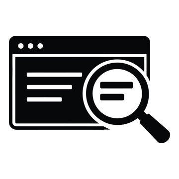 Magnifying glass over web browser window icon for search and discovery