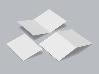 Blank bifold brochure mockup. Invitation, flyer, booklet, postcard template. A4, A5 sheet folded in half. Greeting card.  © Margarita 