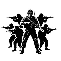 Elite Soldiers in Tactical Gear, Ready for Combat, Military Special Forces Unit