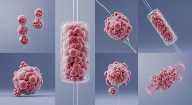 A medical illustration of red blood cells in various forms, including a test tube and syringe, for World Hemophilia Day with a scientific and informative mood.