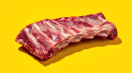 Obraz premium Raw pork ribs rack on yellow background