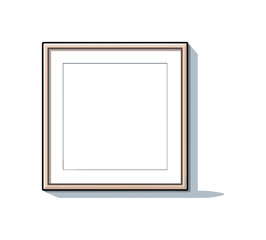 Fototapeta premium Minimalist empty picture frame with a subtle rose gold border hanging on a plain white wall