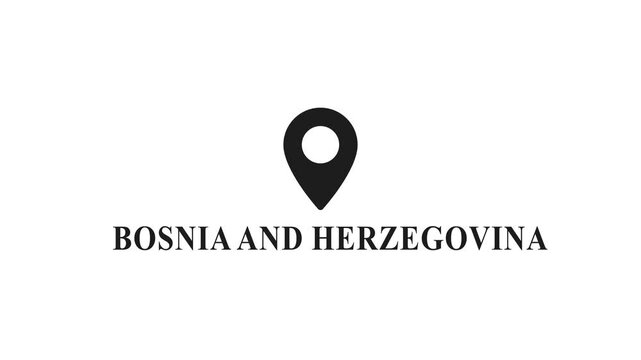 Map pin marking location of Bosnia and Herzegovina on a white background location marker geography travel