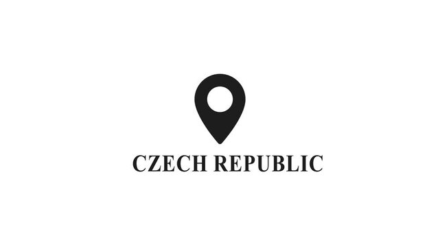 Czech Republic Map Pin Location Black and White minimalist geography travel