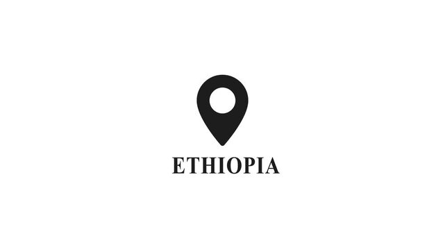 Map pin with Ethiopia text black and white minimalist location Ethiopia African country geography navigation