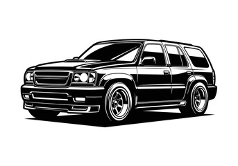 Fototapeta premium Modern Luxury SUV Wagon Vector Silhouette Isolated on White Background