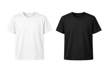 Naklejka premium Two t-shirts, one white and one black, on transparent background