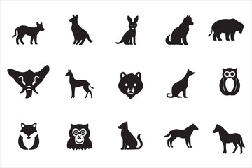 set of silhouettes of animals