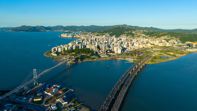 Florian&oacute;polis, Santa Catarina, Brasil. Vista a&eacute;rea da cidade de Florian&oacute;polis. 