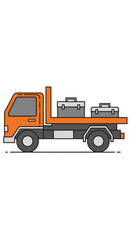 Naklejka premium Modern Flatbed Truck Transporting Toolboxes For Delivery Services