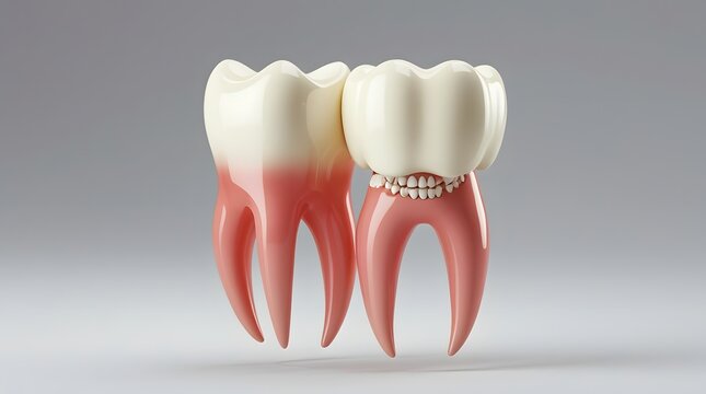 Child dental replacement process, bidimensional drawing style
