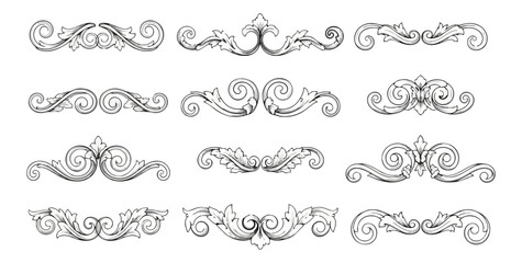 Fototapeta premium Elegant decorative vector elements on black background
