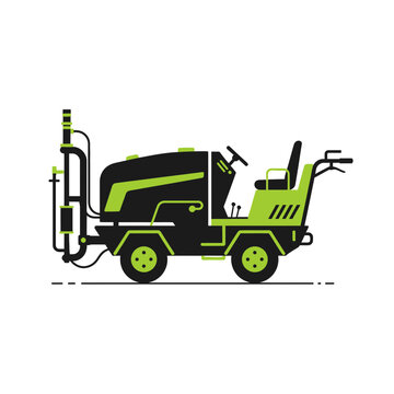 Modern Industrial Pavement Markings Machine Vector Graphic Illustration