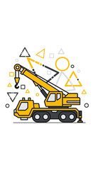 Naklejka premium Modern Mobile Crane In Geometric Construction Scene Abstract Design