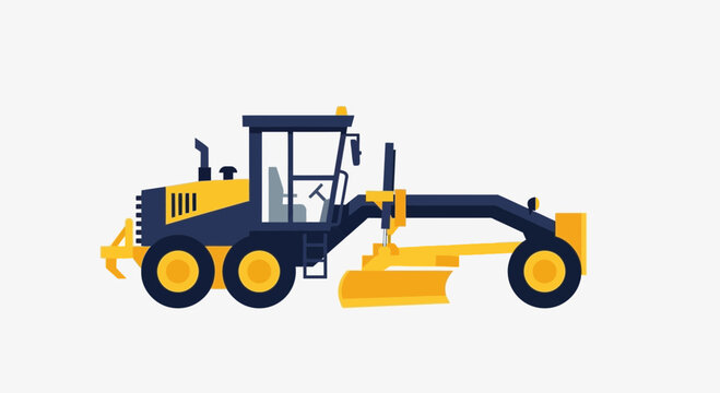 Modern Motor Grader Machine Graphic Illustration Design