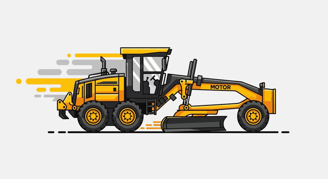 Modern Motor Grader Machine Illustration On White Background