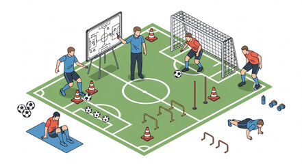 Soccer Field with Players and Referee. © wahno