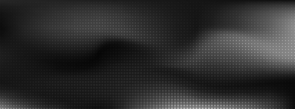 Abstract Black to Silver Halftone Squares Grid Gradient Vector Background Web Banner